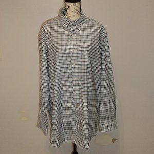 Lands End Mens 17 1/2 - 36  Shirt Plaid Tall Tailored Long Sleeve Supima Cotton